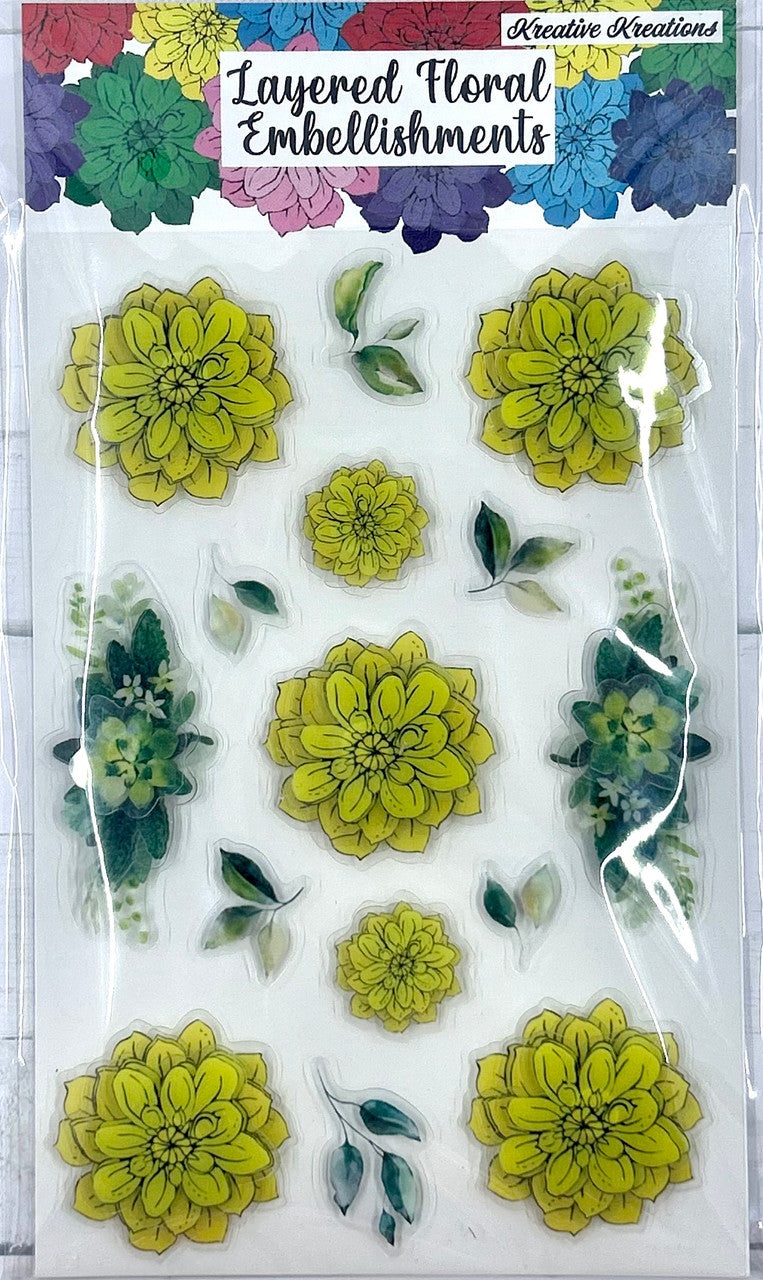 Adornos florales en capas - Amarillo sol